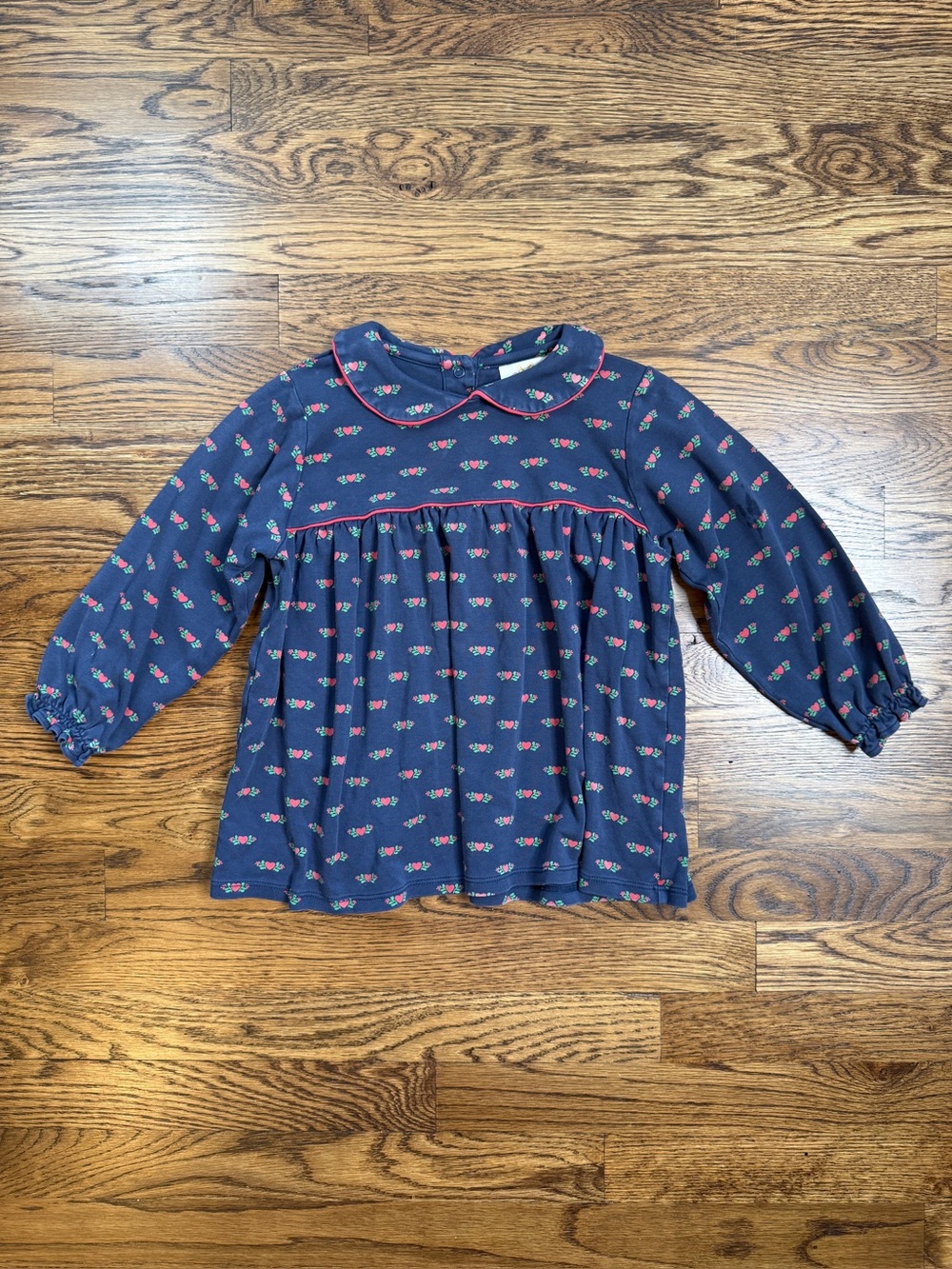 Beaufort Bonnet Company Girls “A Kind Heart” Navy Hearts Long-Sleeve Top/ Tunic